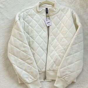 Cotton On Cream Quilted Zip-Up Jacket